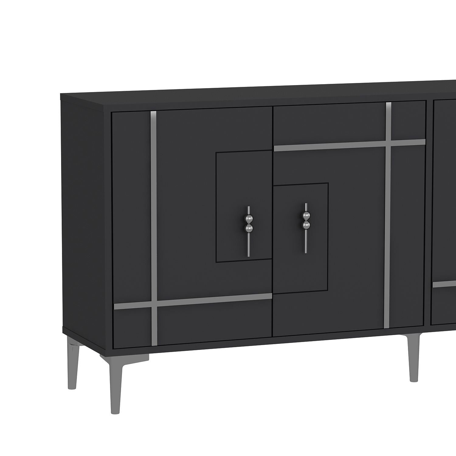 Aparador de Aglomerado – 180 cm x 78,6 cm x 35 cm – Antracite e Prata