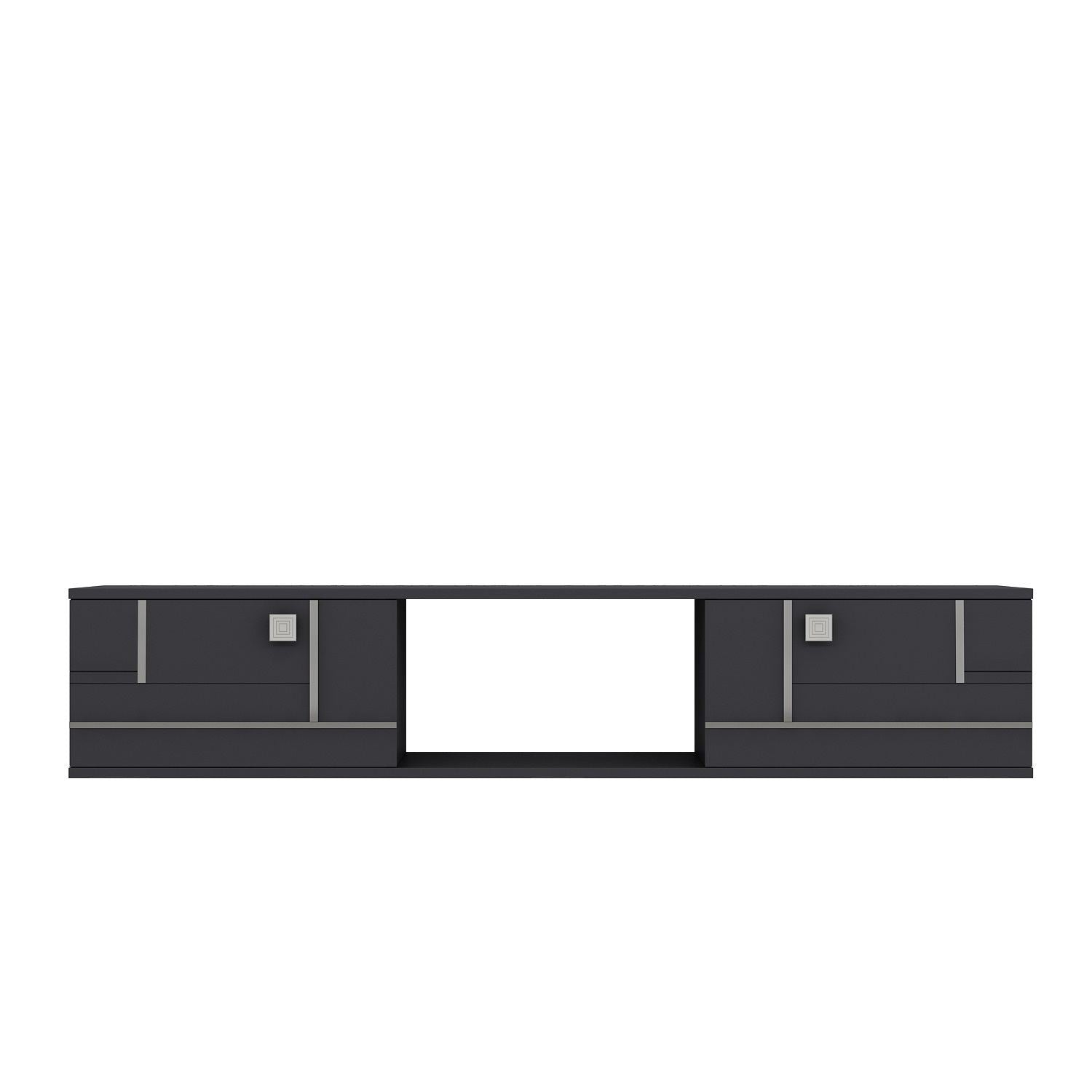 Móvel de TV – 150 cm – Antracite e Prata – MDF Revestido de Melamina