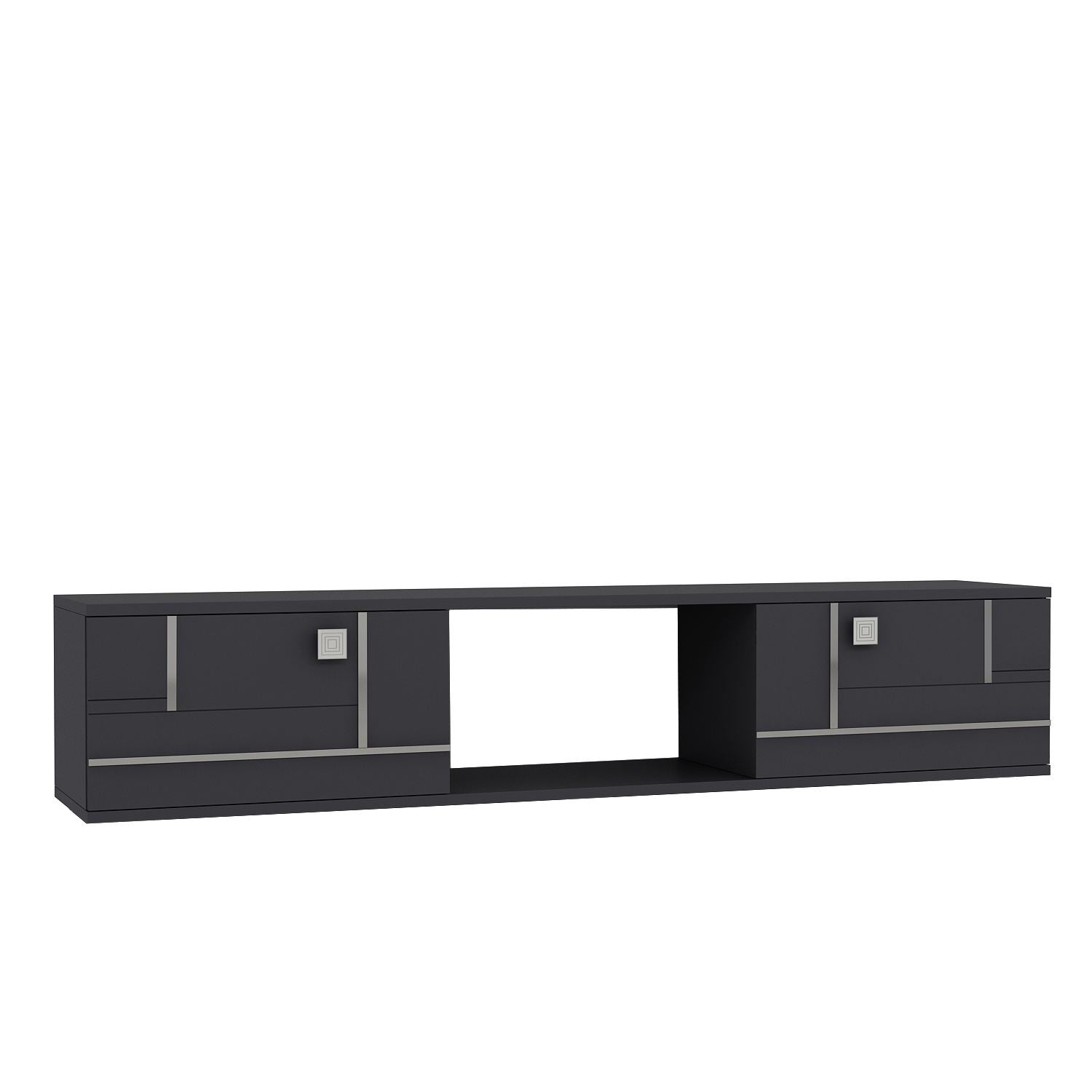 Móvel de TV – 150 cm – Antracite e Prata – MDF Revestido de Melamina