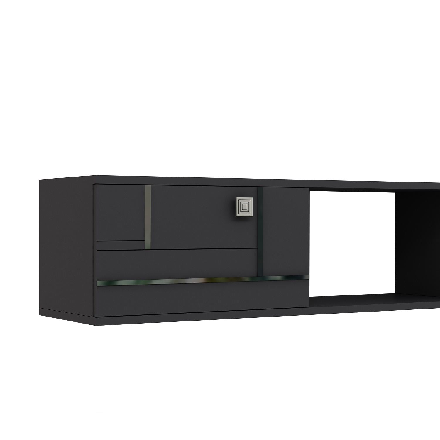 Móvel de TV – 150 cm – Antracite e Prata – MDF Revestido de Melamina