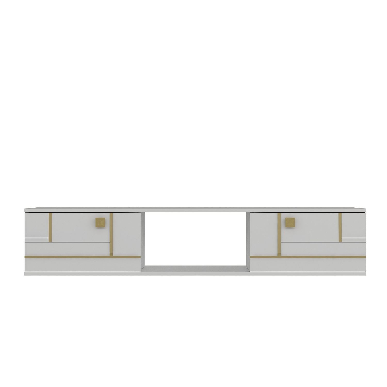 Móvel de TV – 150cm x 25.6cm x 29.6cm – Branco e Dourado – MDF