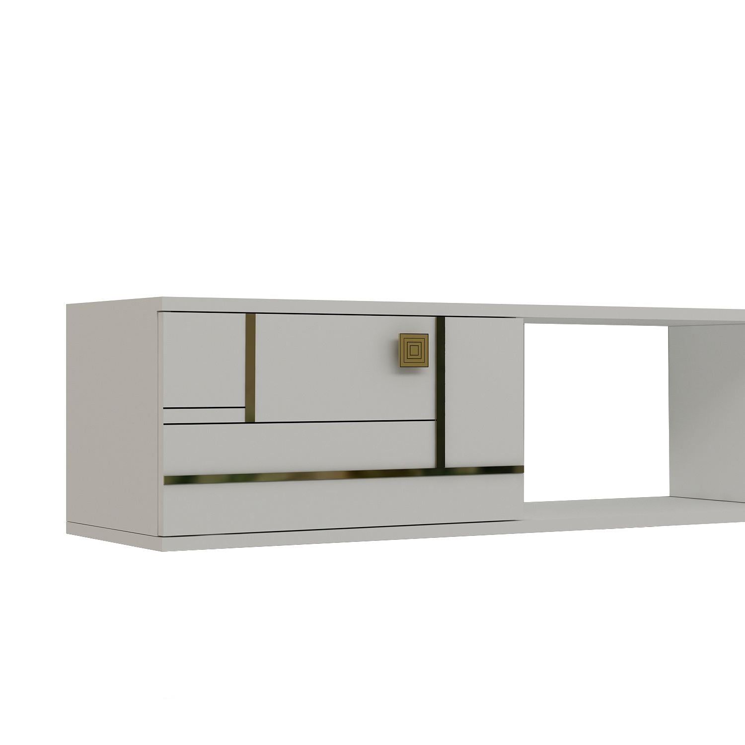 Móvel de TV – 150cm x 25.6cm x 29.6cm – Branco e Dourado – MDF