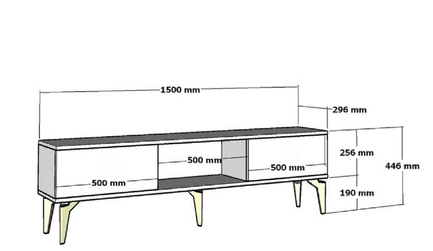 Móvel de TV – 150 cm x 44,6 cm x 29,6 cm – Carvalho Safira e Antracite – Painel de partículas