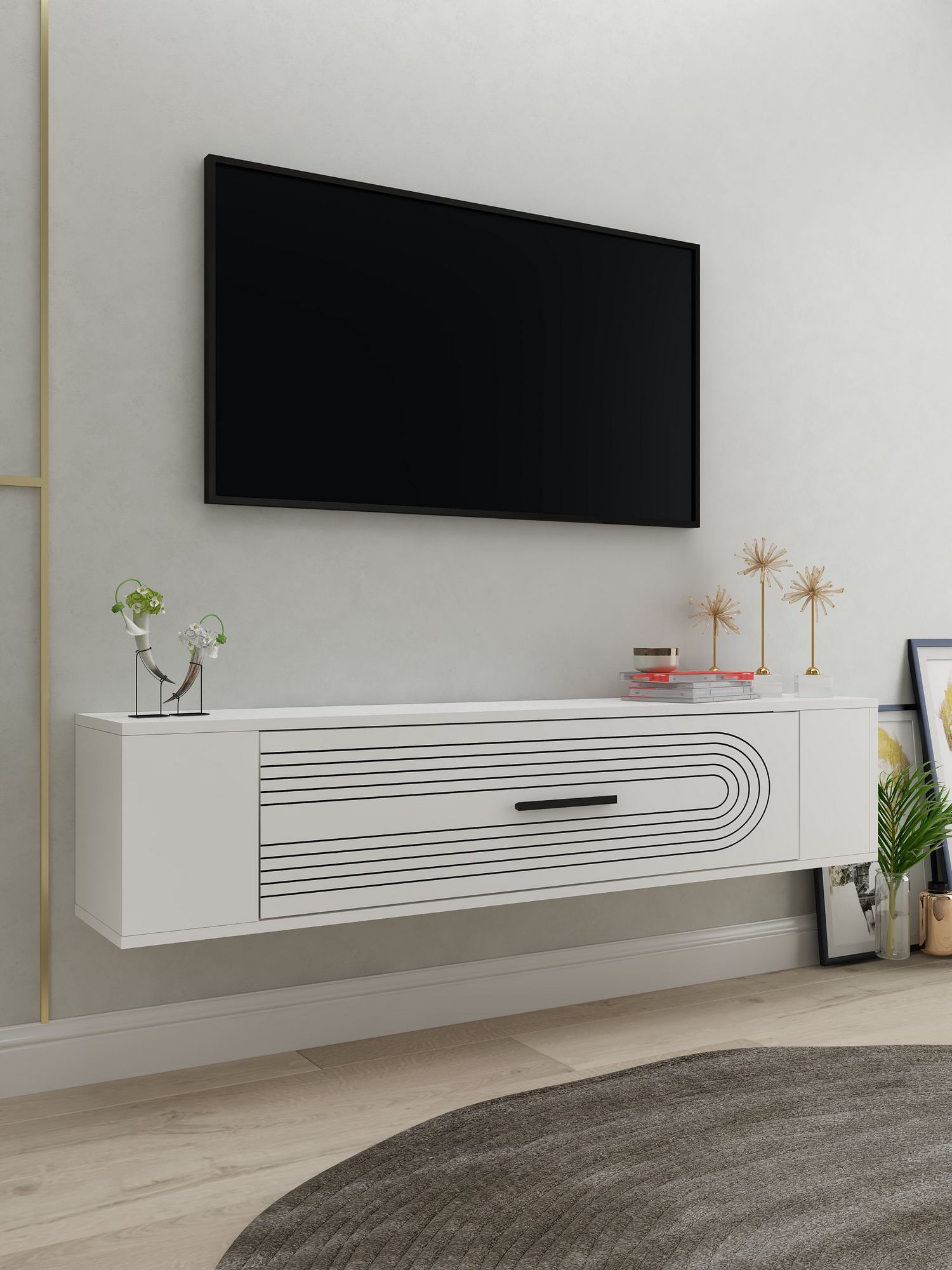 Móvel de TV – 120 cm x 33,2 cm x 26,4 cm – Branco – MDF