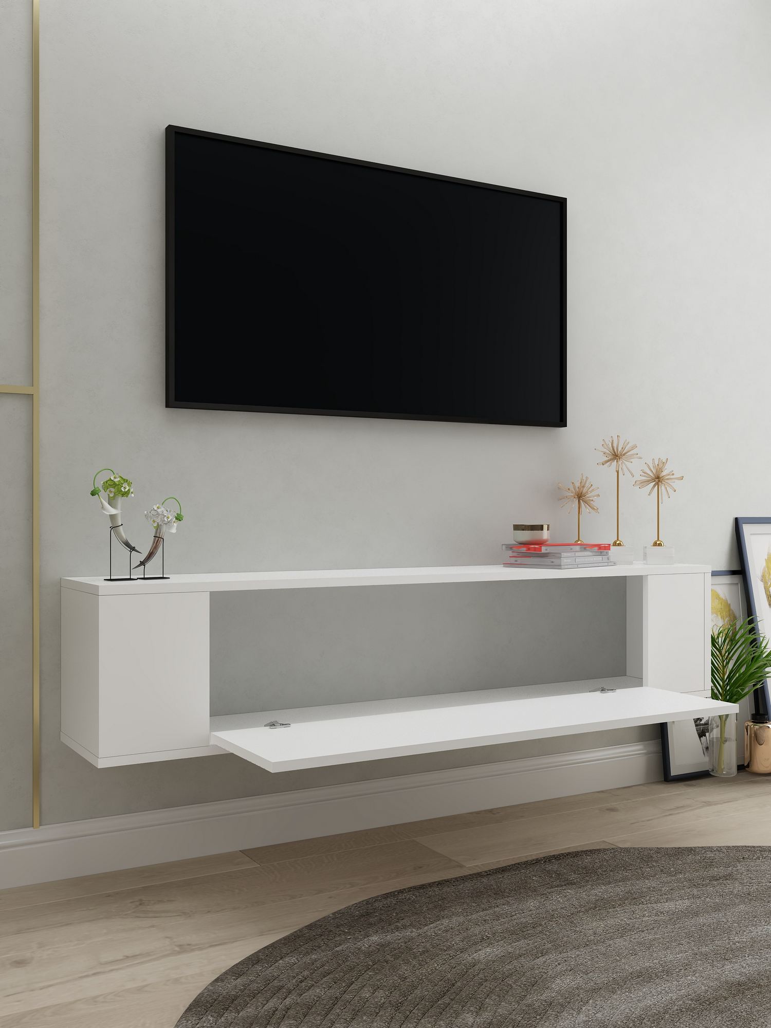 Móvel de TV – 120 cm x 33,2 cm x 26,4 cm – Branco – MDF
