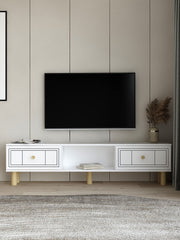 Móvel de TV – 150 cm x 40,6 cm – Branco – Aglomerado revestido de melamina