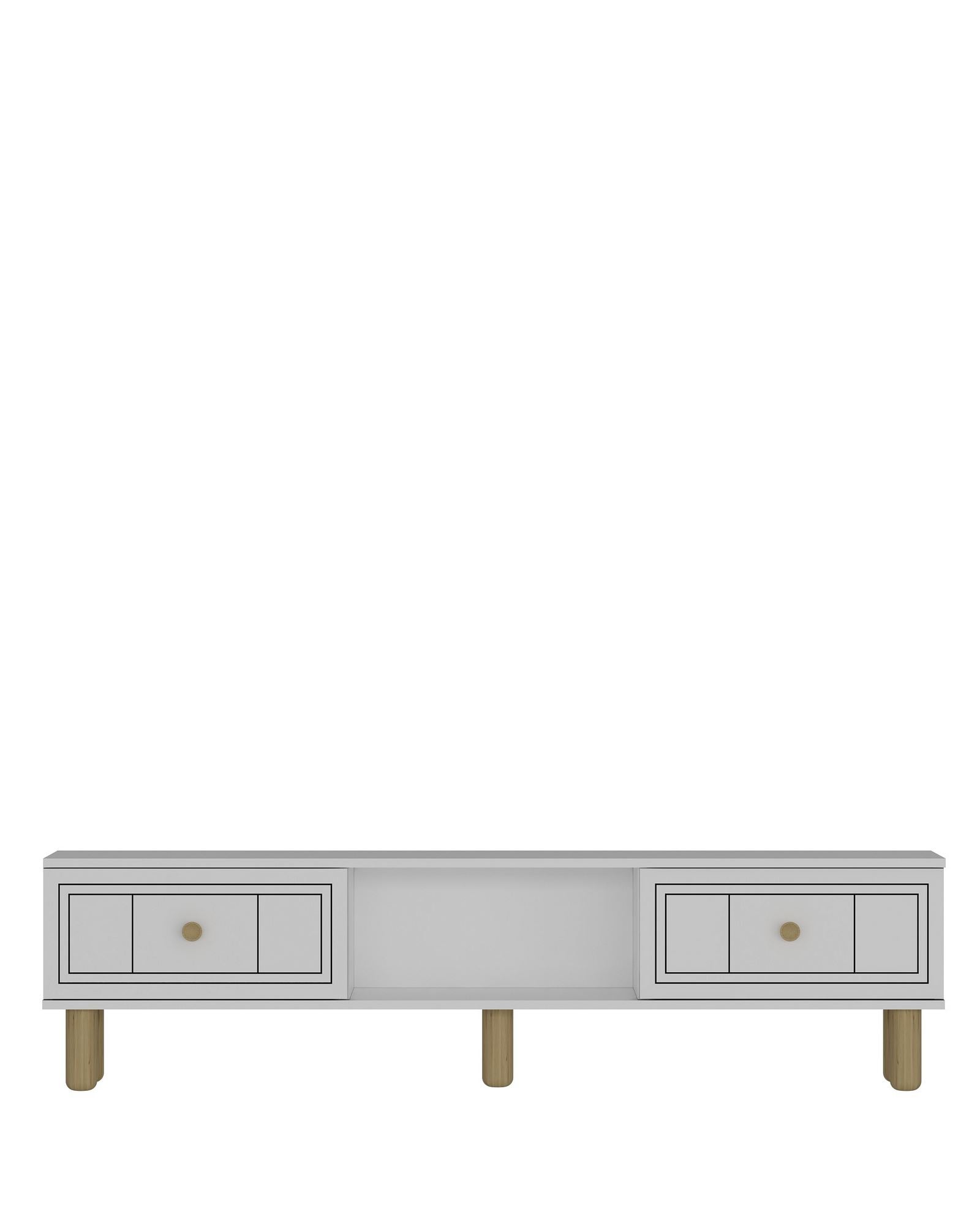 Móvel de TV – 150 cm x 40,6 cm – Branco – Aglomerado revestido de melamina