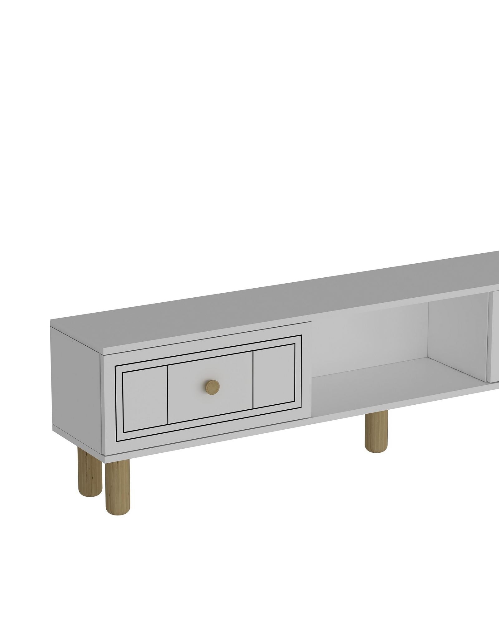 Móvel de TV – 150 cm x 40,6 cm – Branco – Aglomerado revestido de melamina