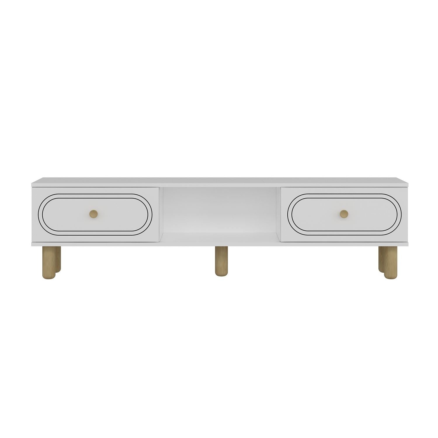 Móvel de TV – 150 cm x 40,6 cm – Branco – Aglomerado revestido de melamina