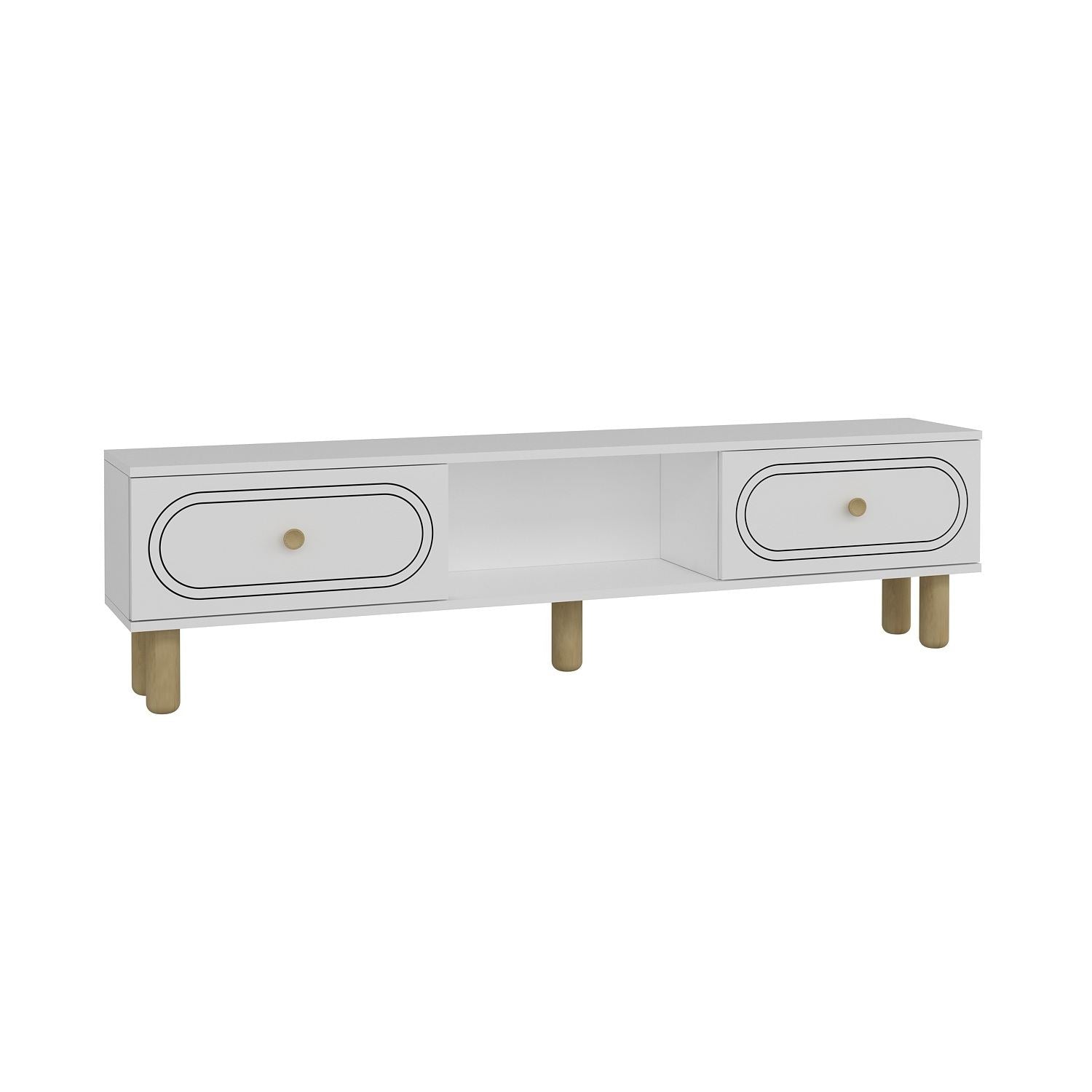 Móvel de TV – 150 cm x 40,6 cm – Branco – Aglomerado revestido de melamina