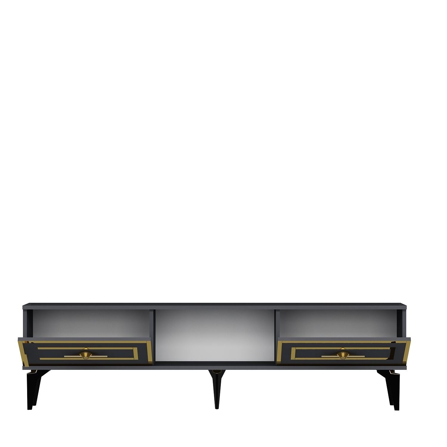 Móvel de TV – 150 cm – Antracite e Ouro – MDF