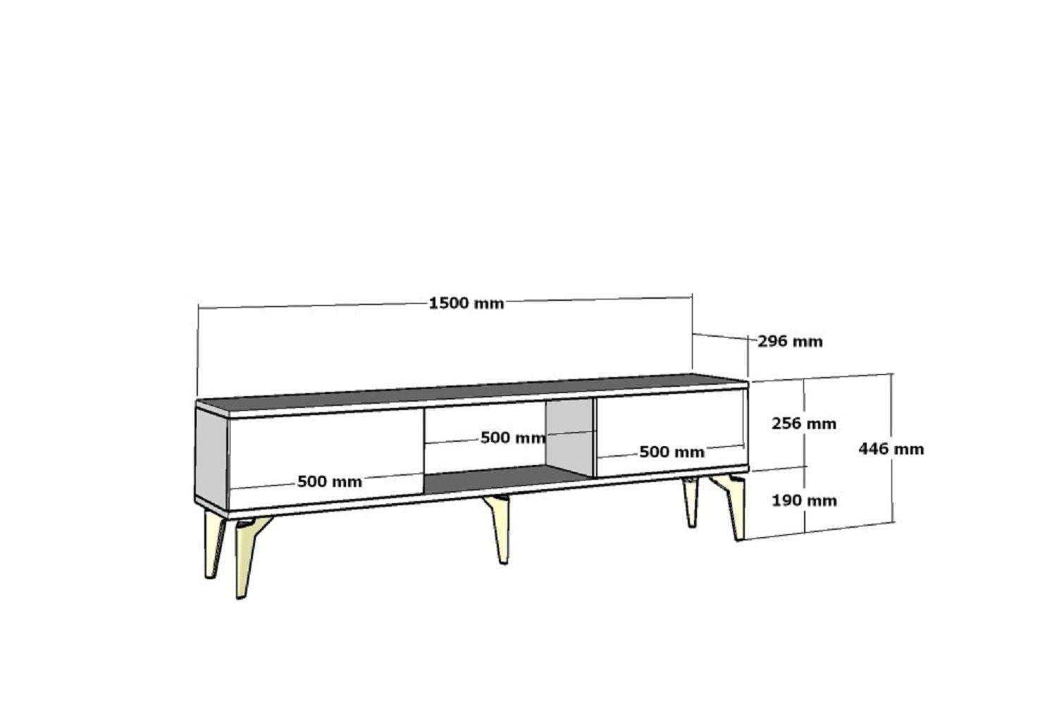 Móvel de TV – 150 cm – Antracite e Ouro – MDF