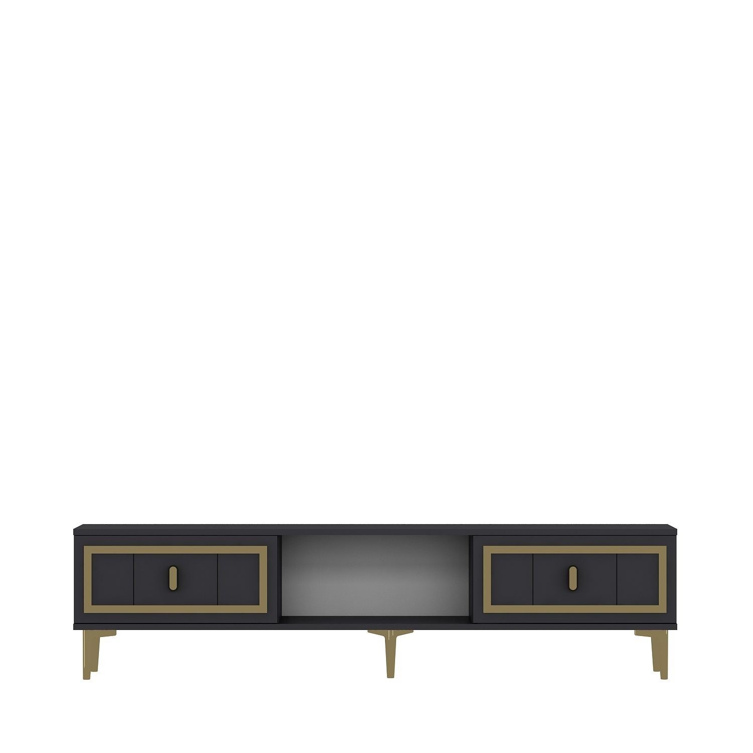 Móvel de TV – 150 cm – Antracite e Ouro – MDF