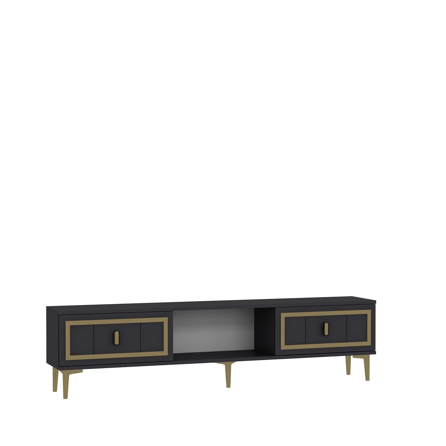 Móvel de TV – 150 cm – Antracite e Ouro – MDF