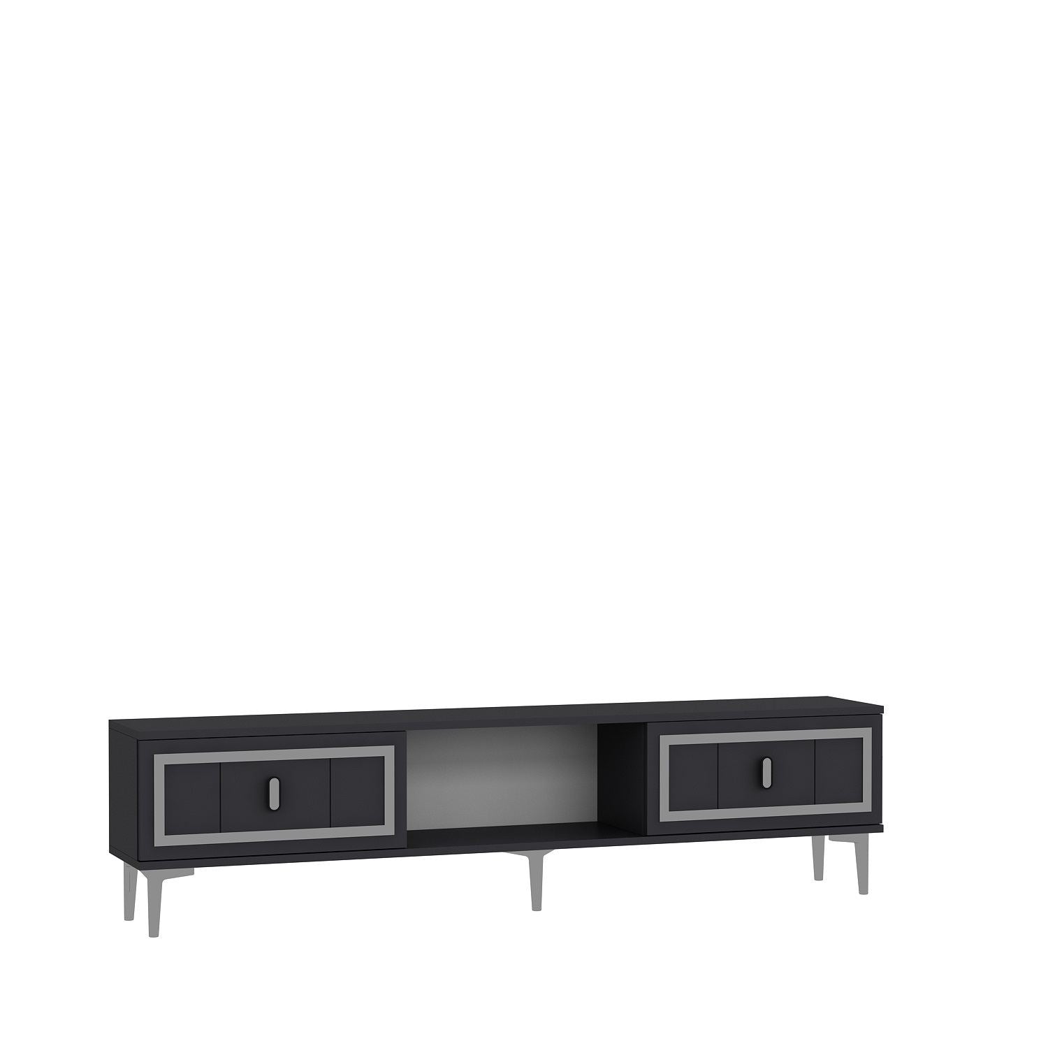 Móvel de TV – 150cm x 44,6cm x 29,6cm – Antracite e Prata – Aglomerado