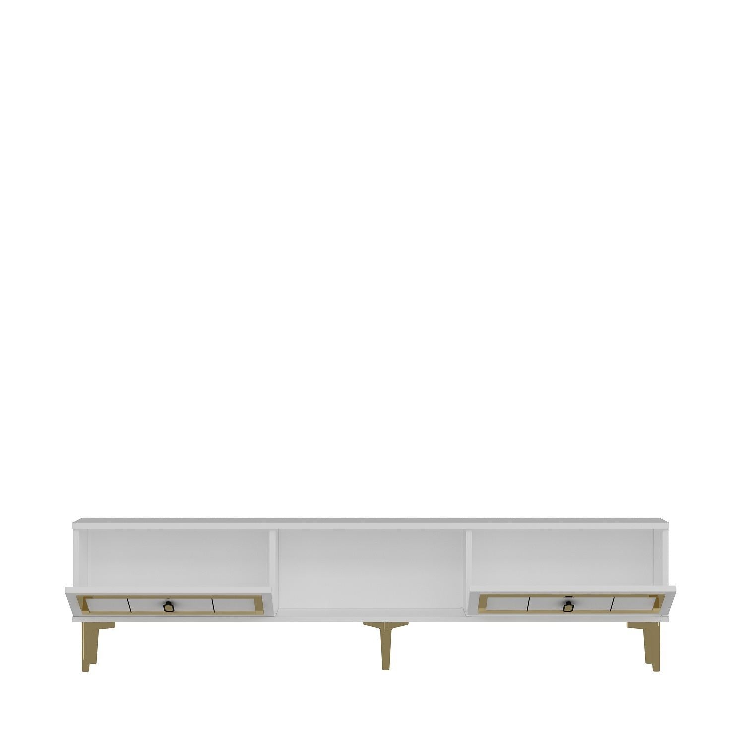 Móvel de TV – 150cm x 44.6cm x 29.6cm – Branco e Dourado – Painel de Partículas Revestido de Melamina