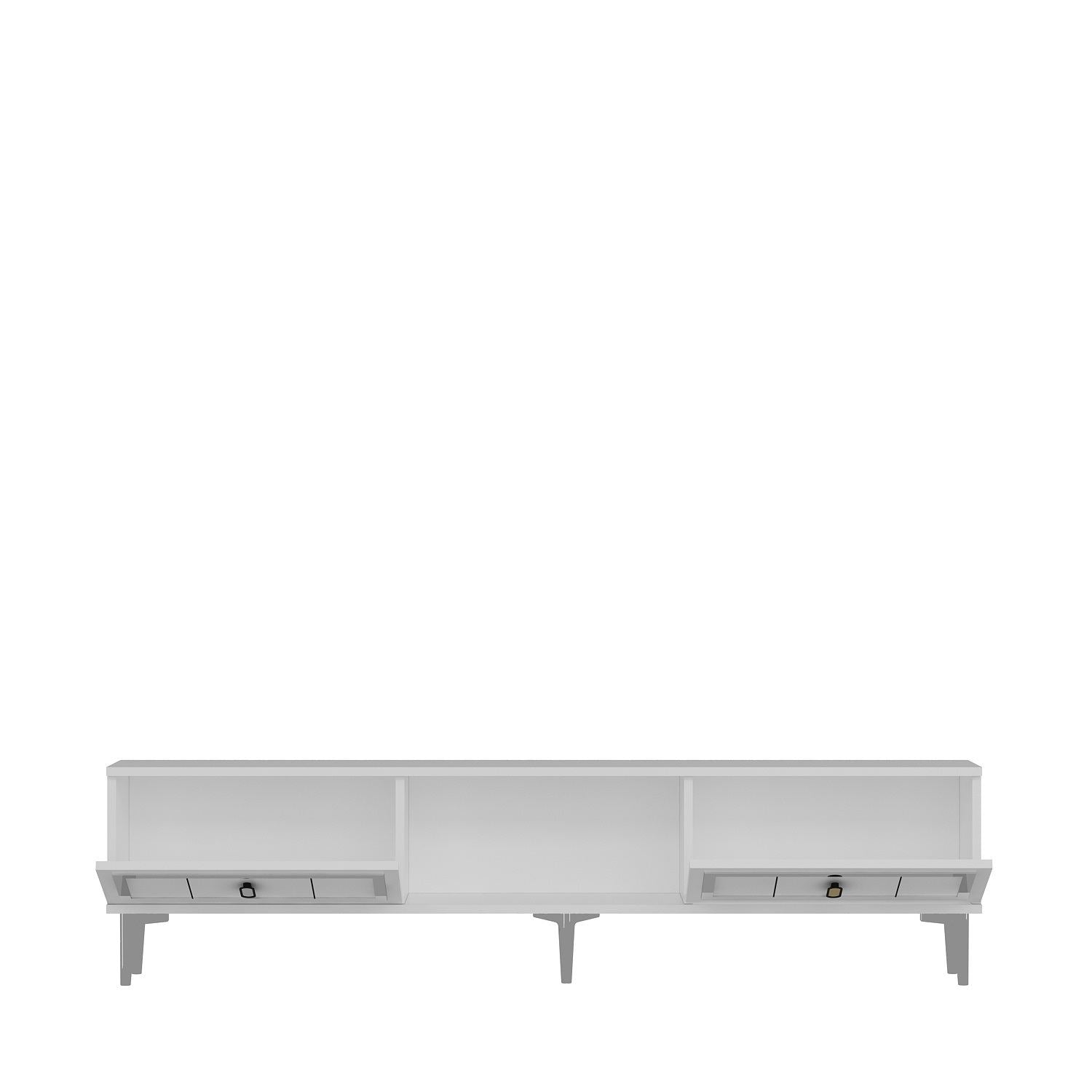 Móvel de TV – 150cm x 44,6cm x 29,6cm – Branco e Prata – Aglomerado revestido de melamina