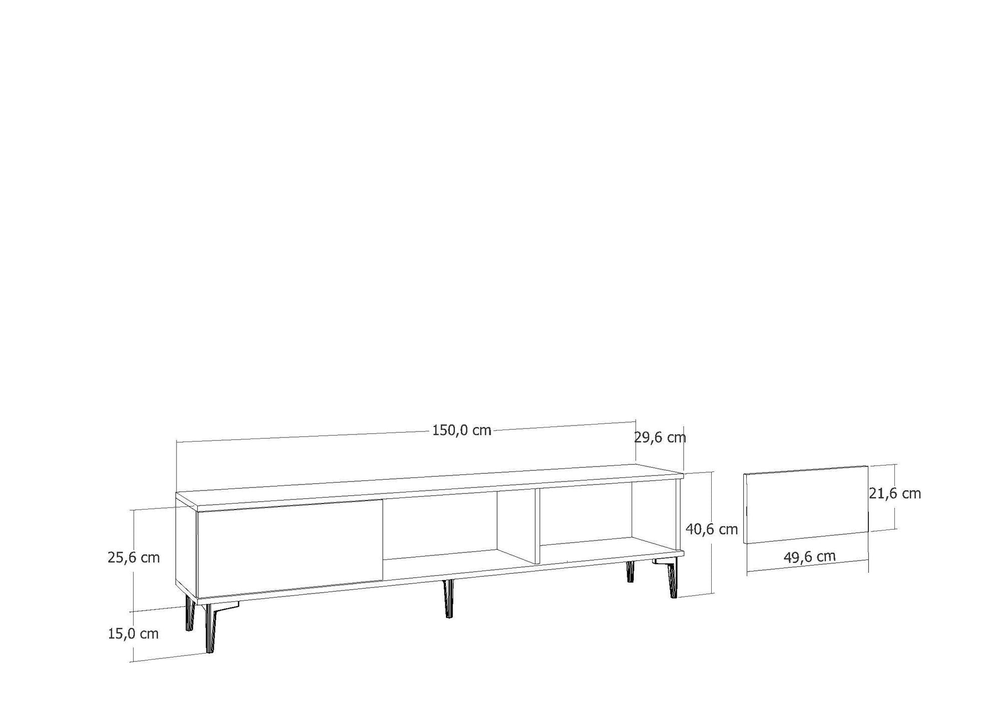 Móvel de TV – 150cm x 44,6cm x 29,6cm – Antracite – MDF revestido com melamina