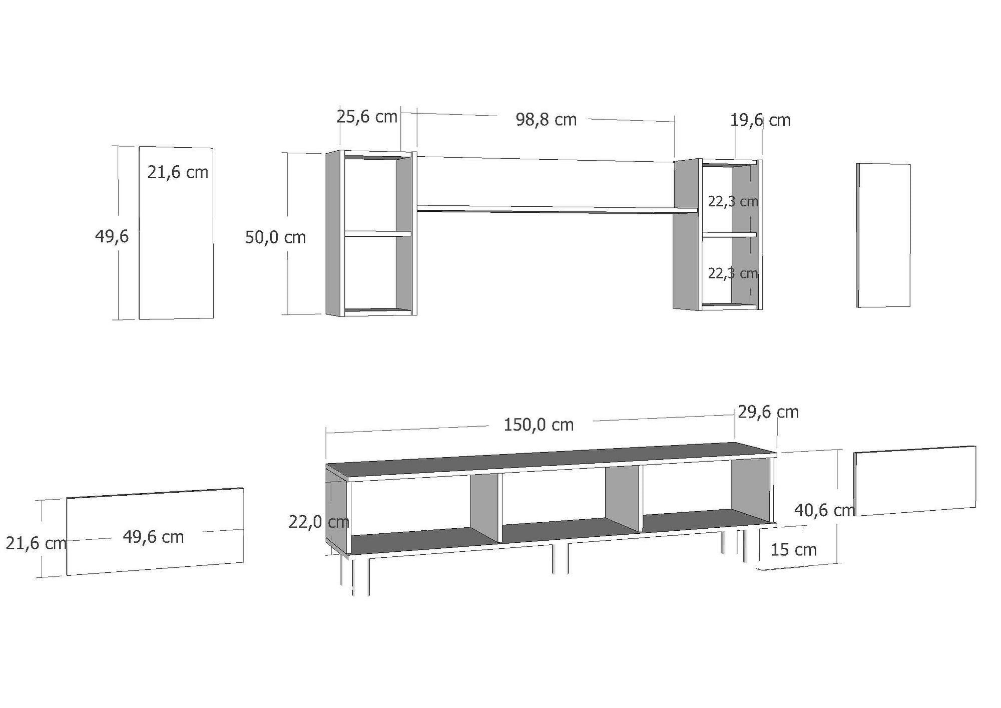 Móvel de TV – 150x44.6x29.6 cm – Antracite – Aglomerado revestido de melamina