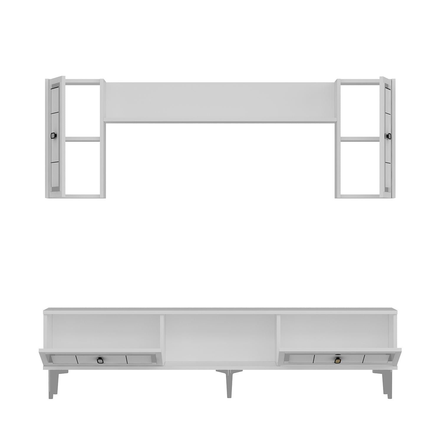 Móvel de TV – 150cm x 44.6cm x 29.6cm – Branco e Prata – MDF