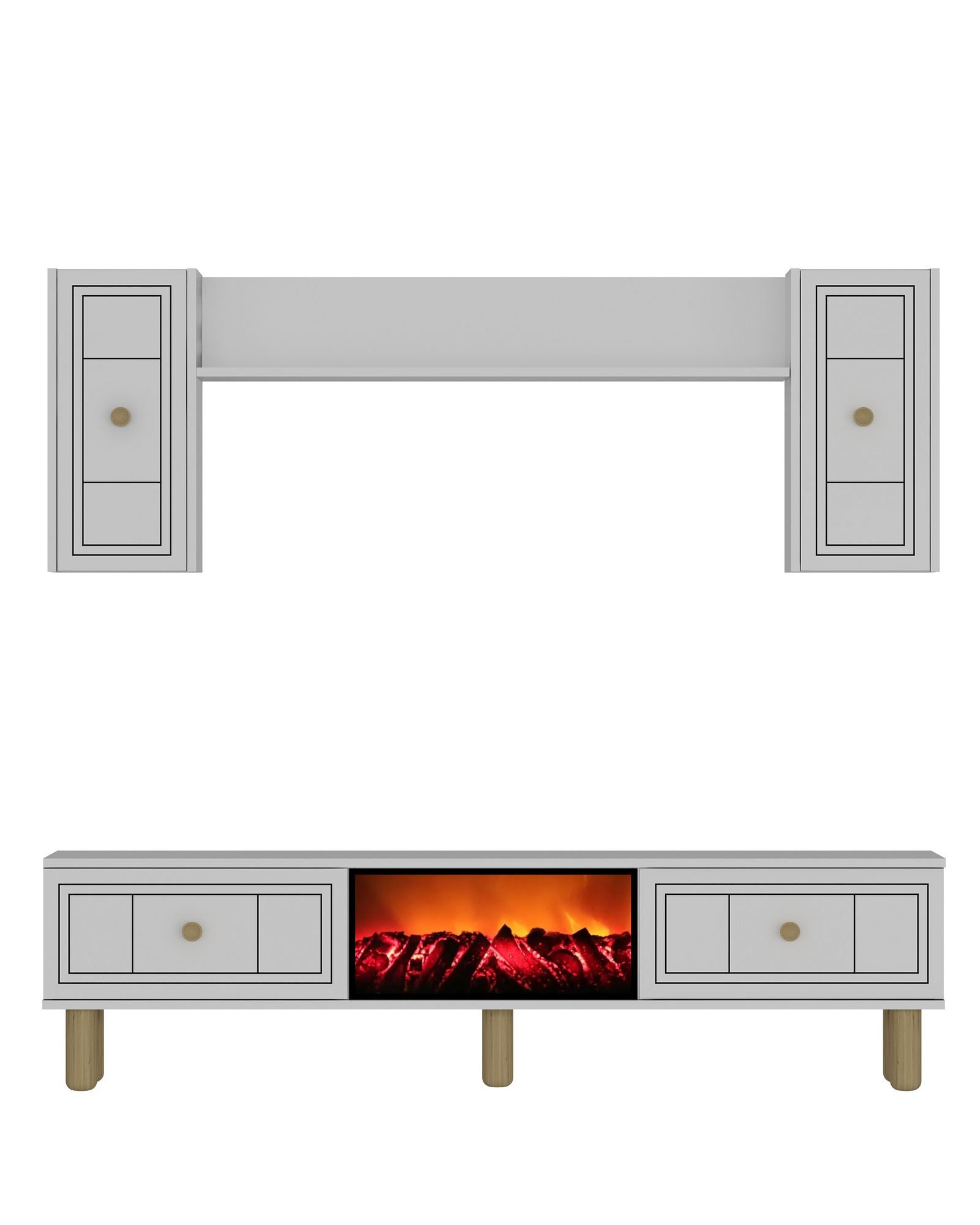 Móvel de TV – 150 cm x 44,6 cm x 29,6 cm – Branco – Painel de partículas