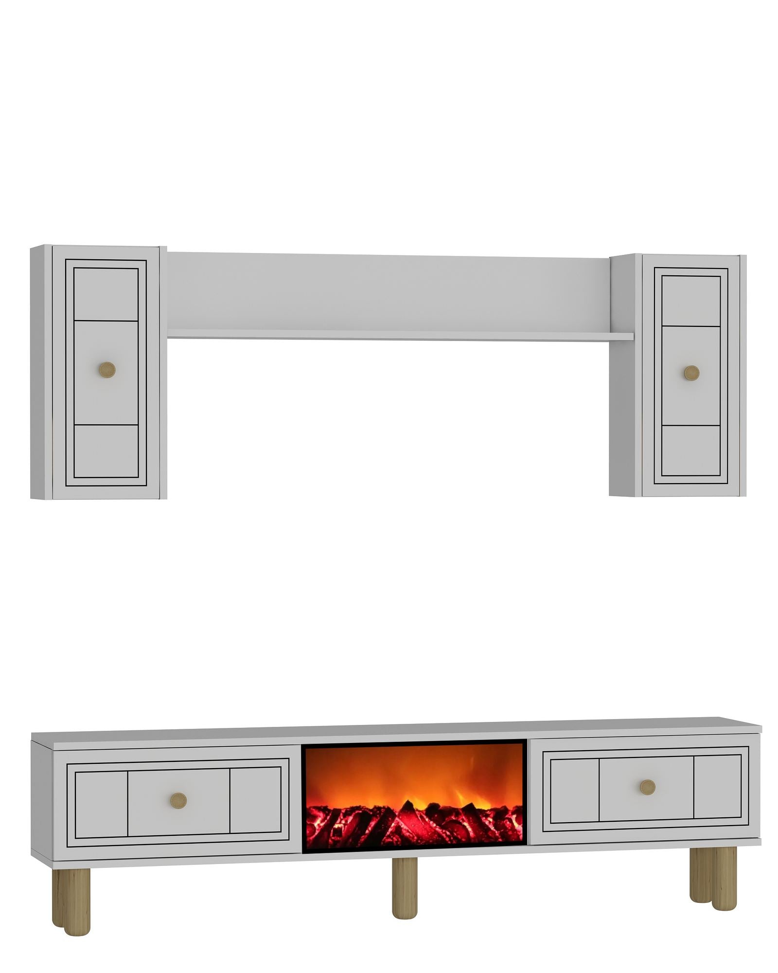 Móvel de TV – 150 cm x 44,6 cm x 29,6 cm – Branco – Painel de partículas