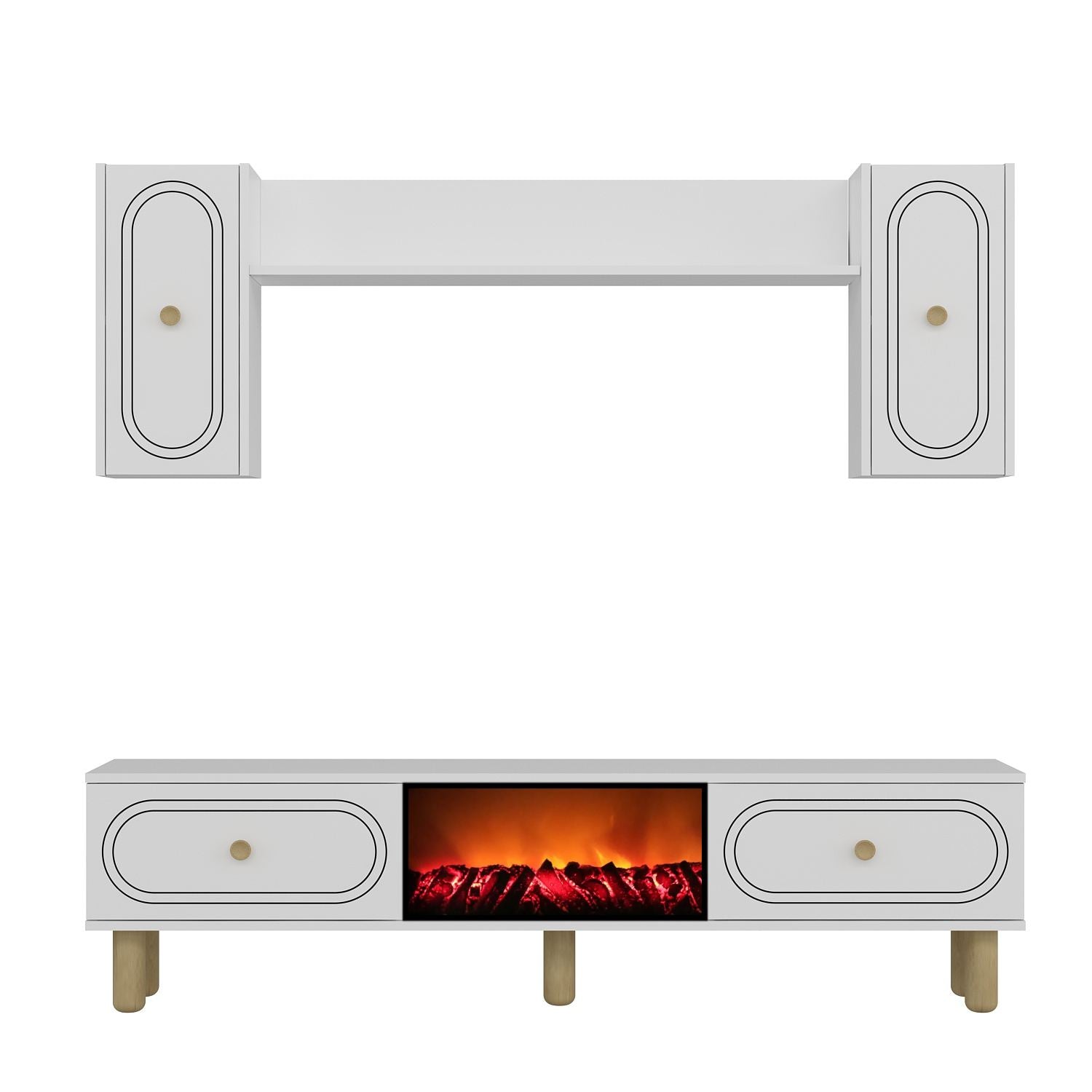 Móvel de TV – 150 cm x 44,6 cm x 29,6 cm – Branco – Painel de partículas com melamina