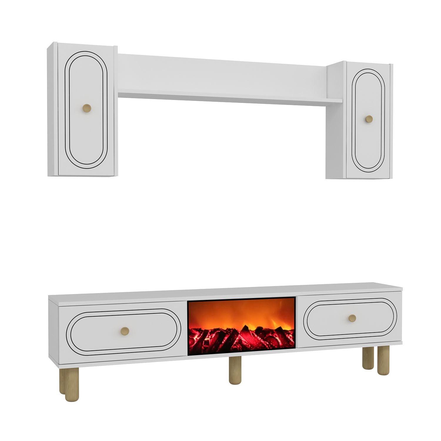 Móvel de TV – 150 cm x 44,6 cm x 29,6 cm – Branco – Painel de partículas com melamina
