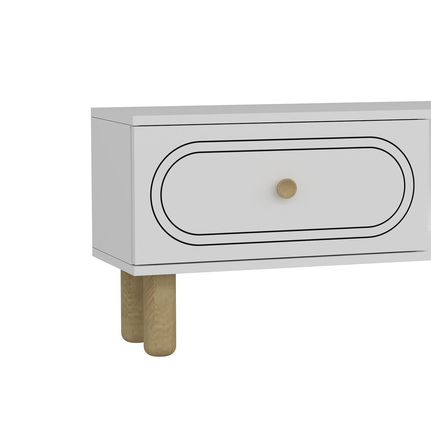 Móvel de TV – 150 cm x 44,6 cm x 29,6 cm – Branco – Painel de partículas com melamina