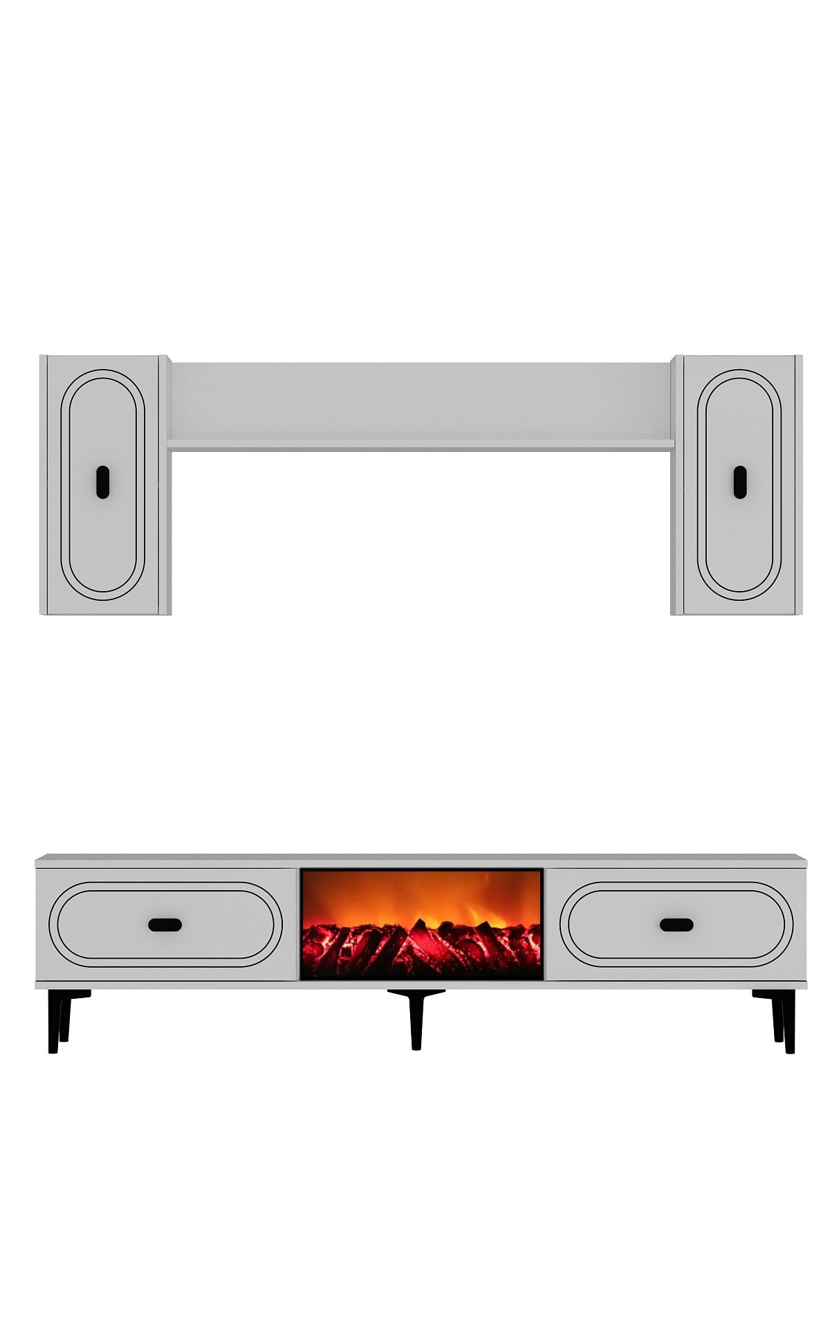 Móvel de TV – 150 cm x 44,6 cm x 29,6 cm – Branco – Painel de partículas revestido com melamina