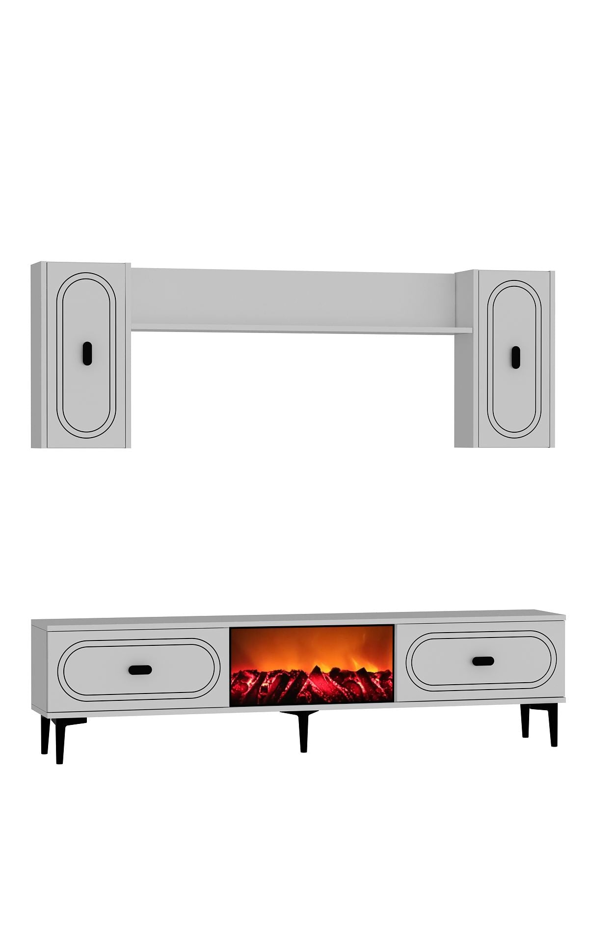 Móvel de TV – 150 cm x 44,6 cm x 29,6 cm – Branco – Painel de partículas revestido com melamina