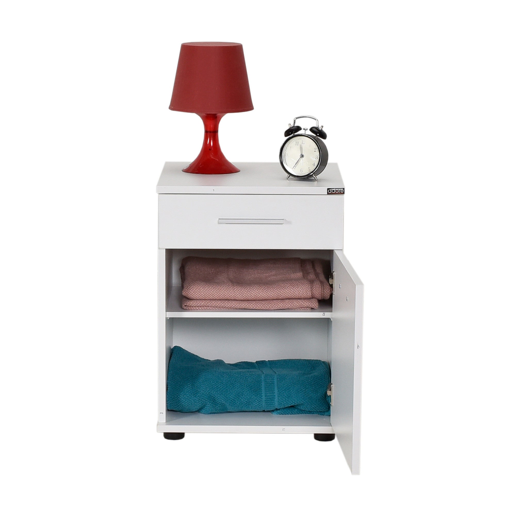 Mesa de cabeceira – 40 cm x 57 cm x 39 cm – Branco – Painel de partículas revestido a melamina