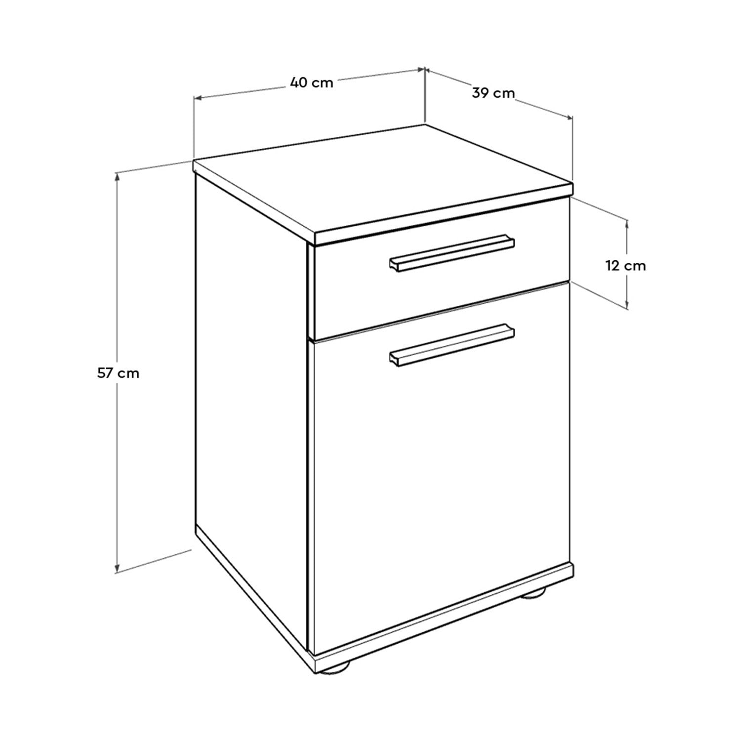 Mesa de cabeceira – 40 cm x 57 cm x 39 cm – Branco – Painel de partículas revestido a melamina
