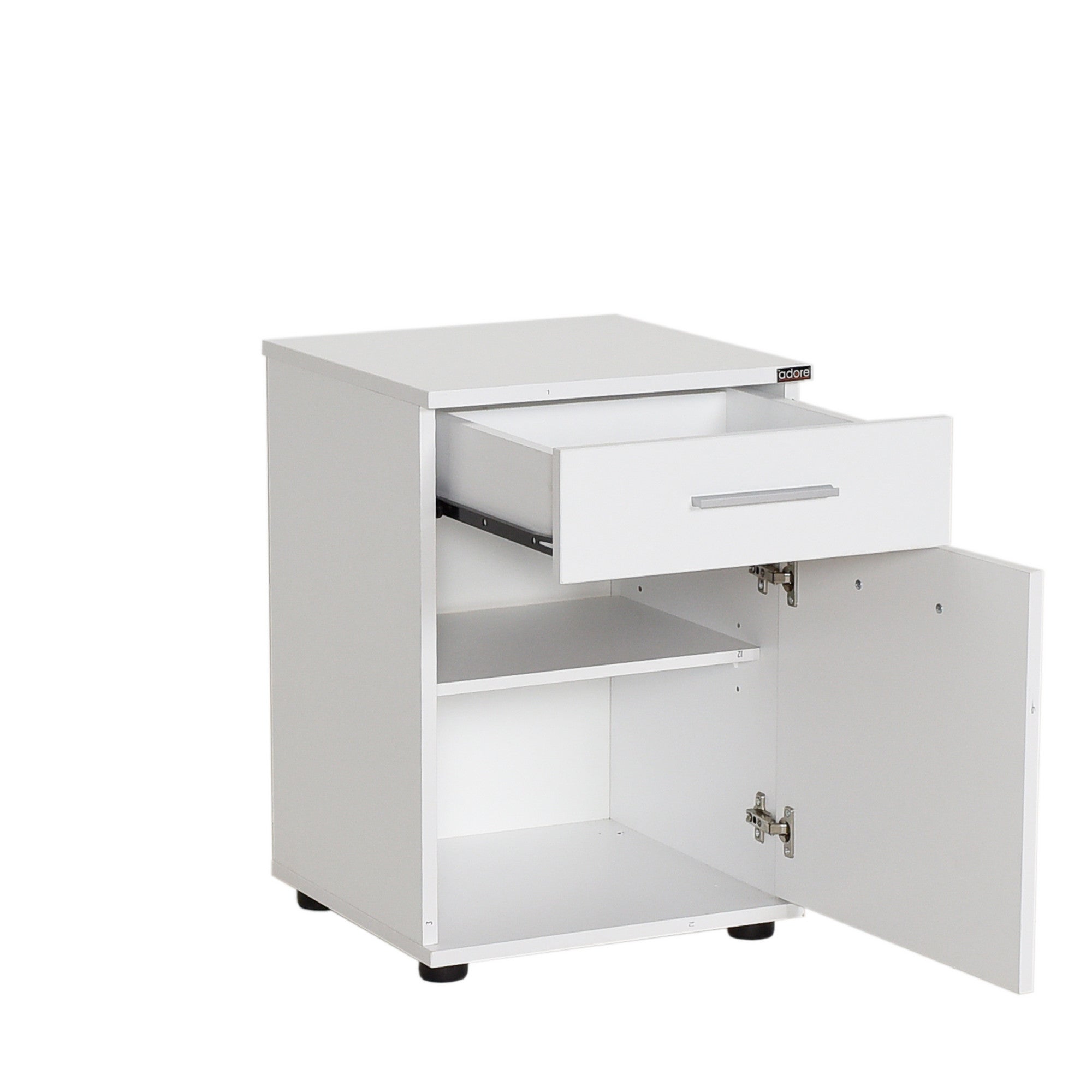 Mesa de cabeceira – 40 cm x 57 cm x 39 cm – Branco – Painel de partículas revestido a melamina