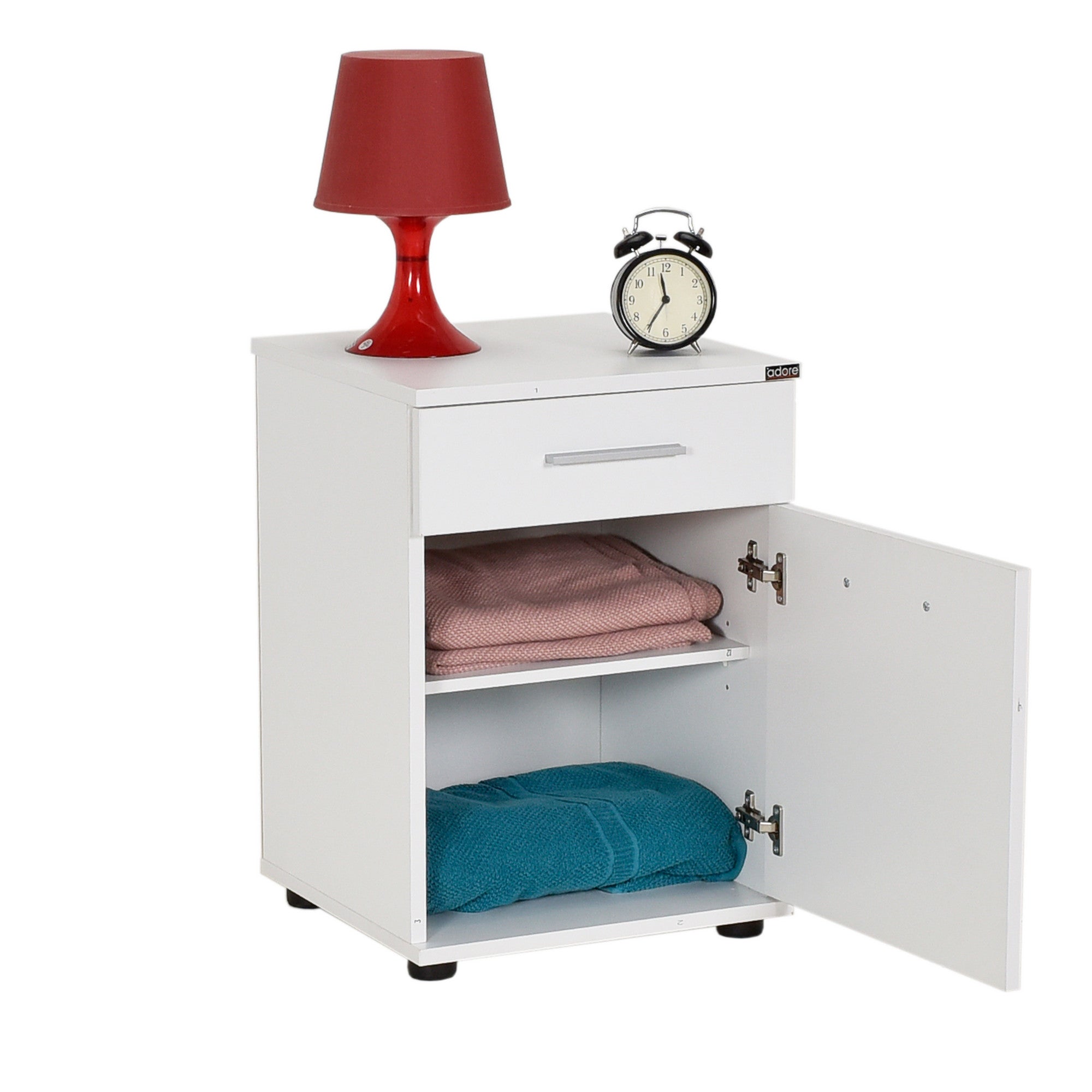 Mesa de cabeceira – 40 cm x 57 cm x 39 cm – Branco – Painel de partículas revestido a melamina