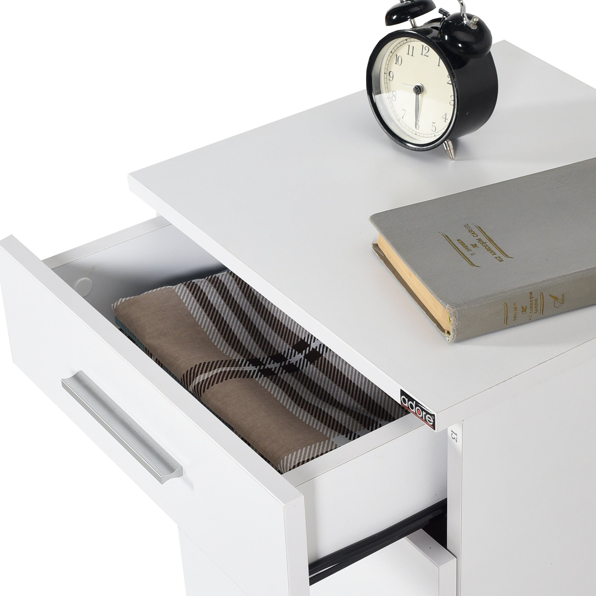 Mesa de cabeceira – 40x57x39 cm – Branco – Painel de partículas revestido a melamina
