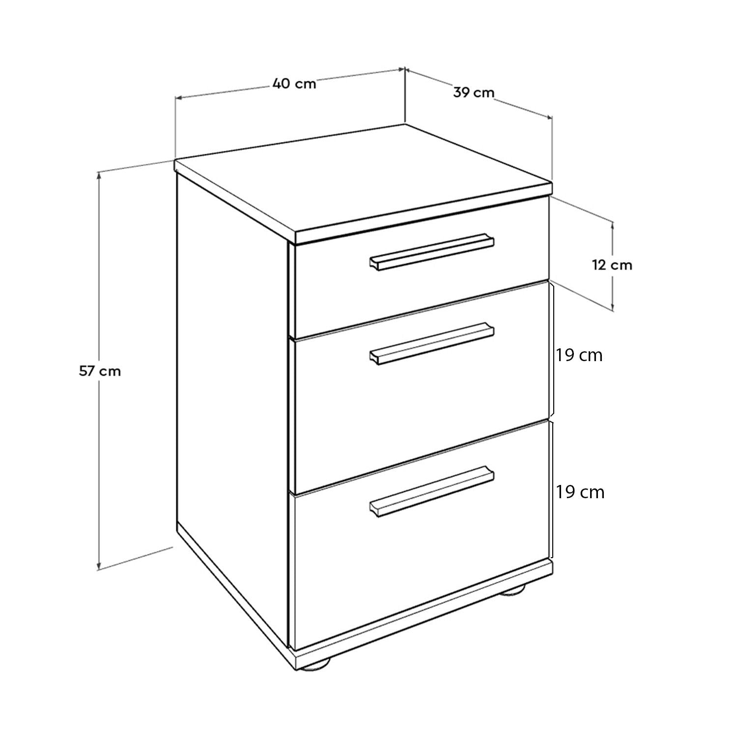 Mesa de cabeceira – 40x57x39 cm – Branco – Painel de partículas revestido a melamina