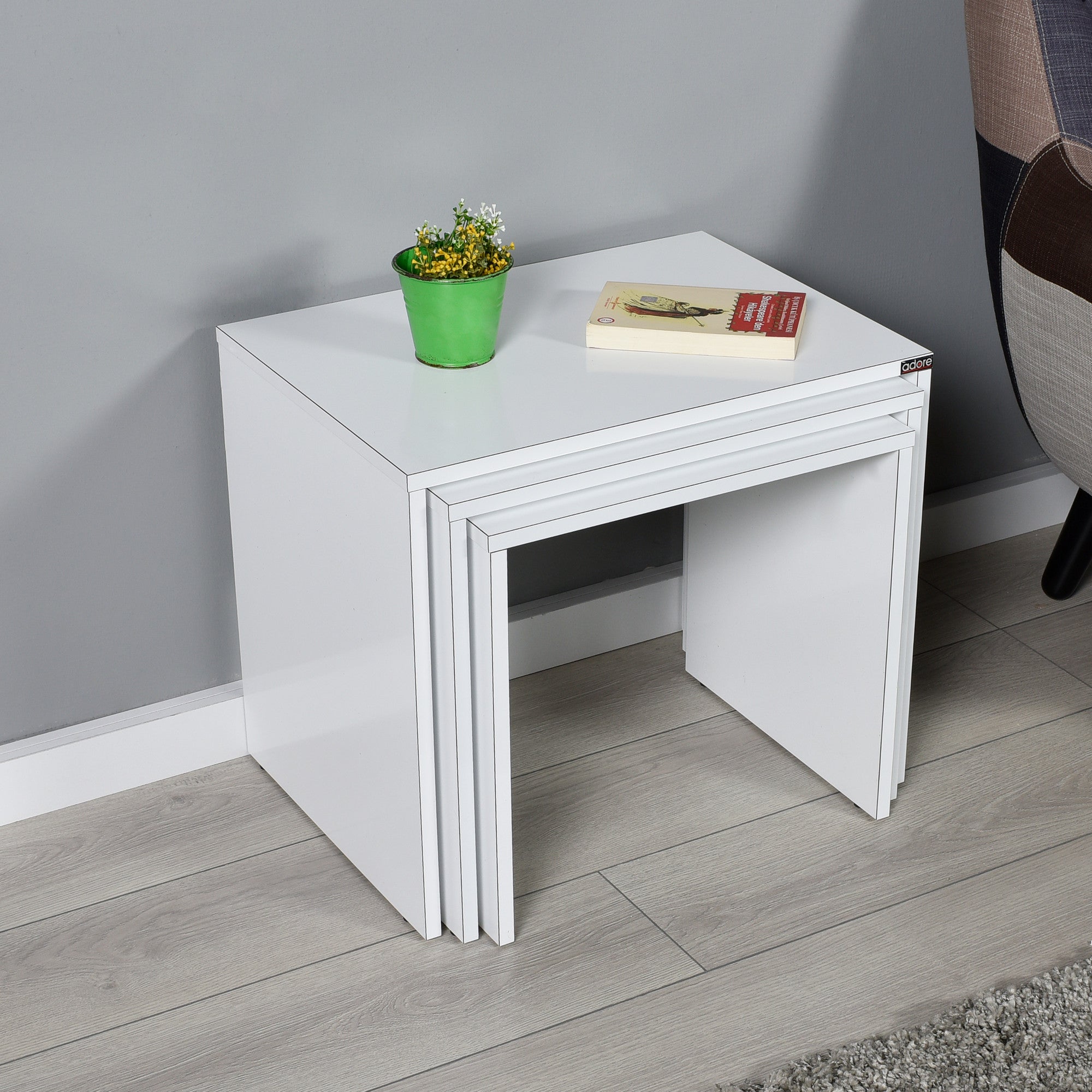 Mesa de Centro – 45 cm, 50 cm, 55 cm – Branco – Painel de partículas revestido a melamina