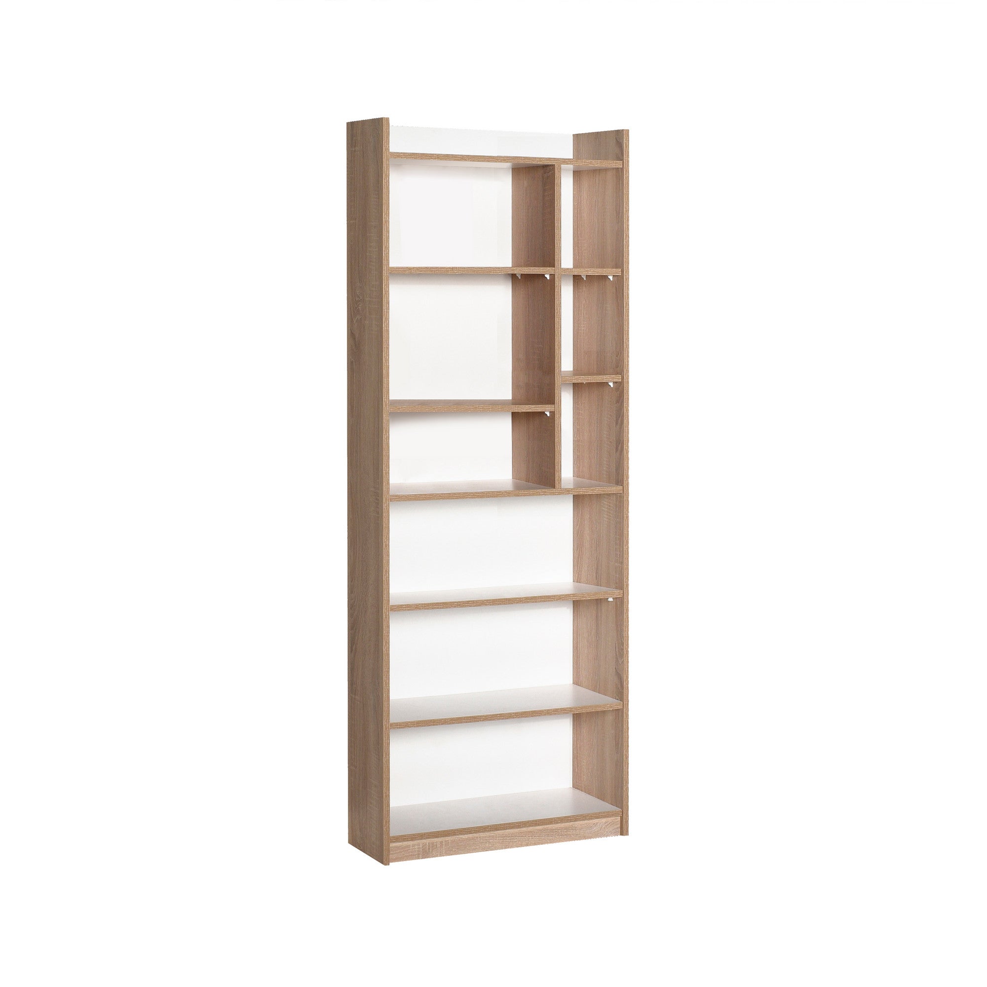 Estante de livros – 63 cm x 176 cm x 26 cm – Sonomo e Branco – Painéis de partículas revestidos a melamina