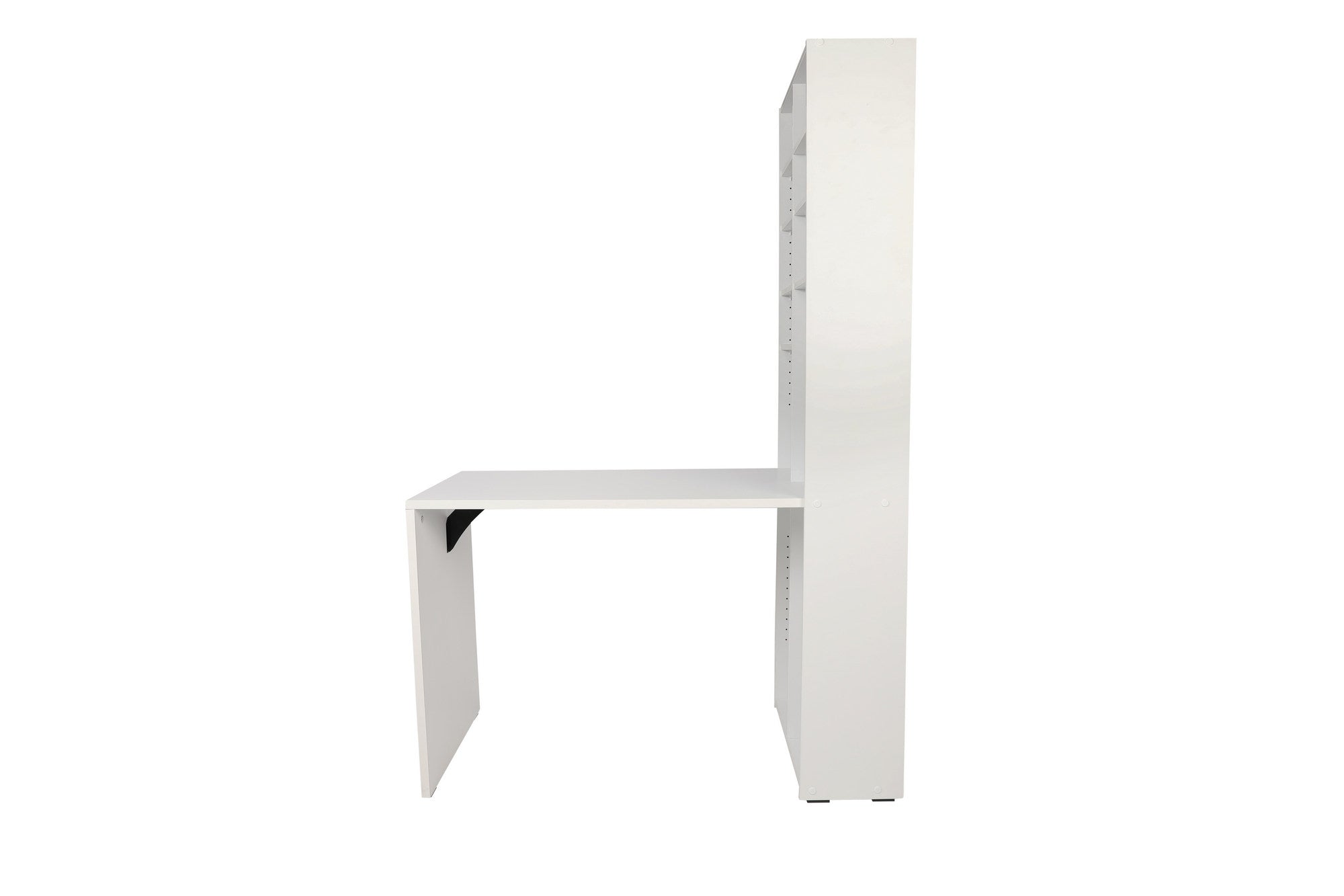 Secretária de Estudo com Estante Integrada - Cor Latte e Branco, 121cm de Largura com Múltiplas Prateleiras para Fixação na Parede