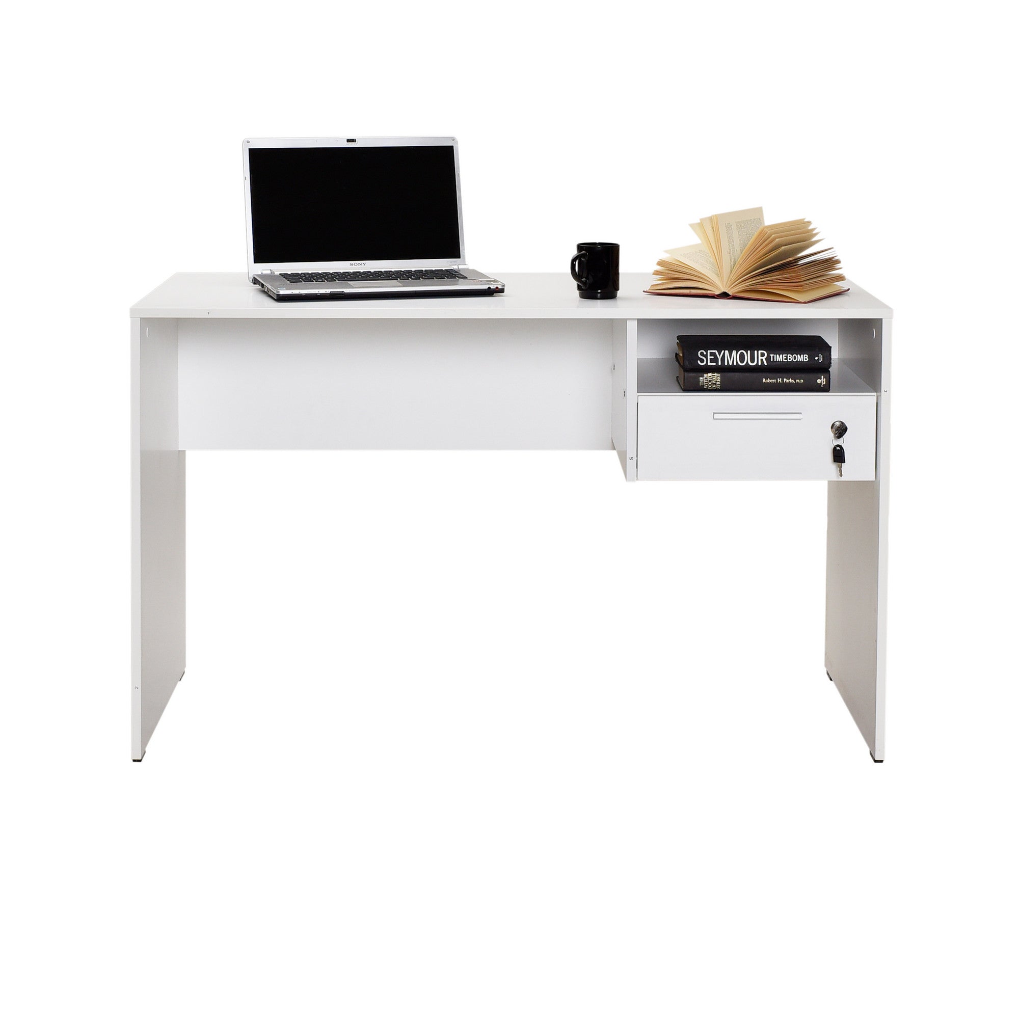 Secretária de Estudo – 120 cm x 75 cm x 60 cm – Branco – Painel de partículas revestido a melamina