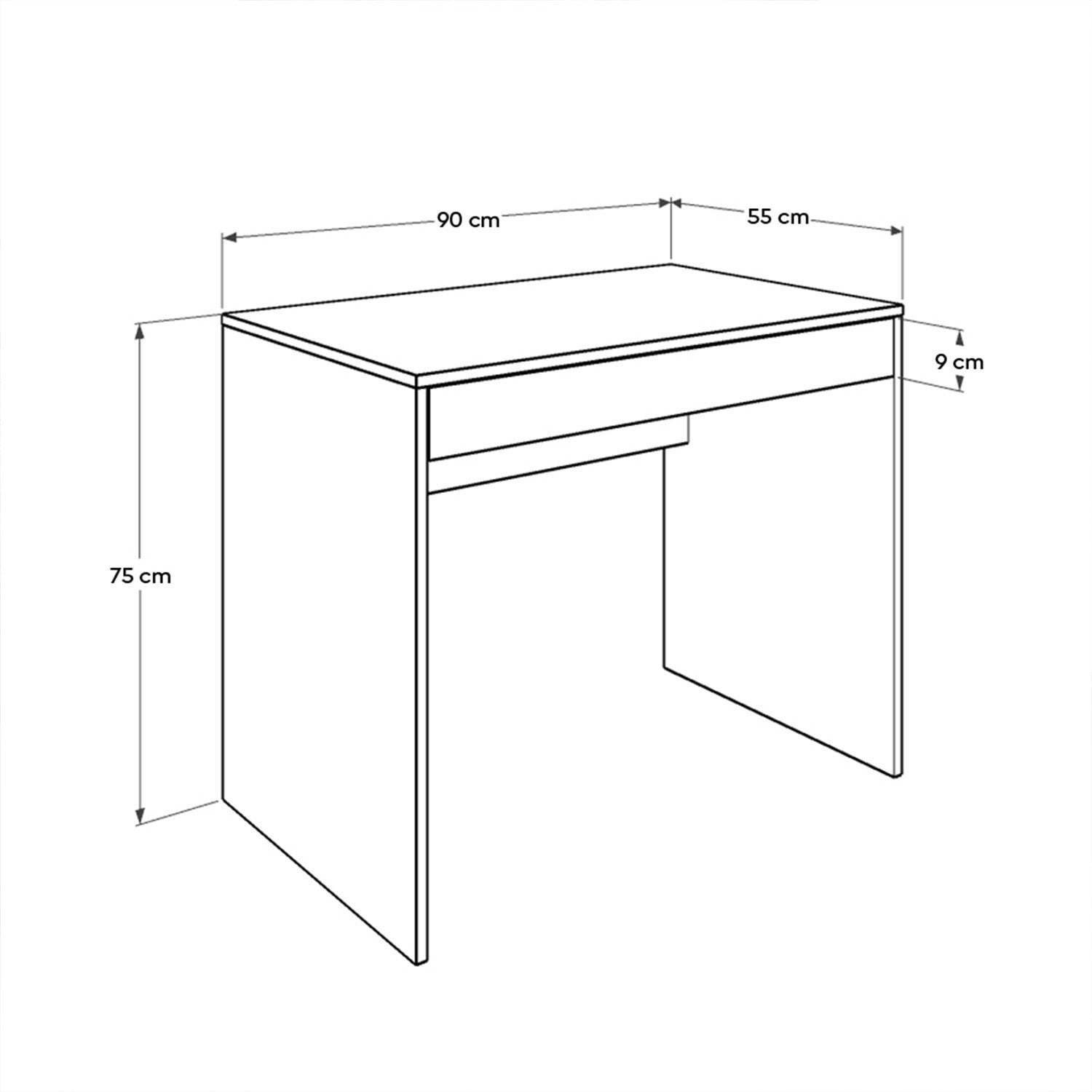 Secretária de Estudo Branca Diamante 90cm com Gaveta para Teclado e Fixação de Parede - Melamina 16mm