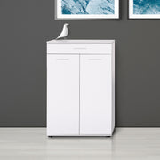 Sapateira elegante – 73 cm x 108 cm x 35 cm – Branco – Painel de partículas revestido a melamina
