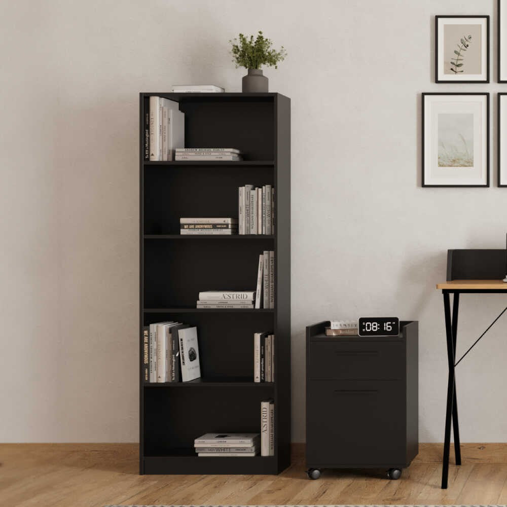 Estante Antracite 170cm com Múltiplas Prateleiras - Fixação na Parede Incluída