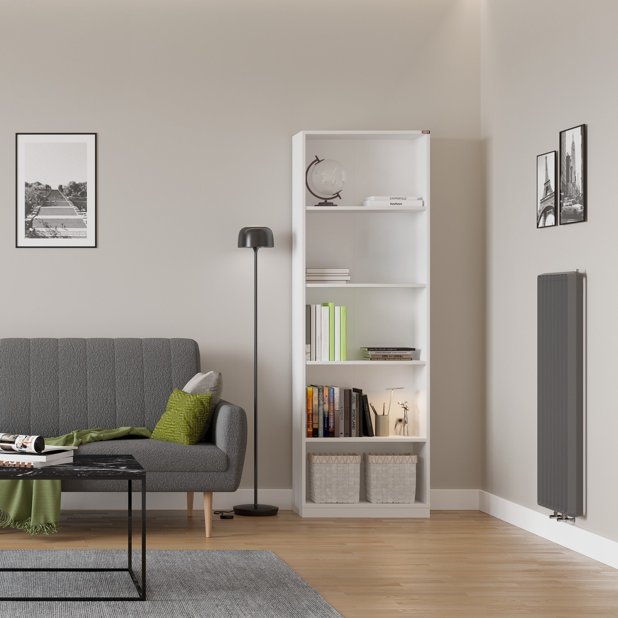 Estante de livros – 64 cm x 182 cm x 26 cm – Branco – Painel de partículas revestido a melamina