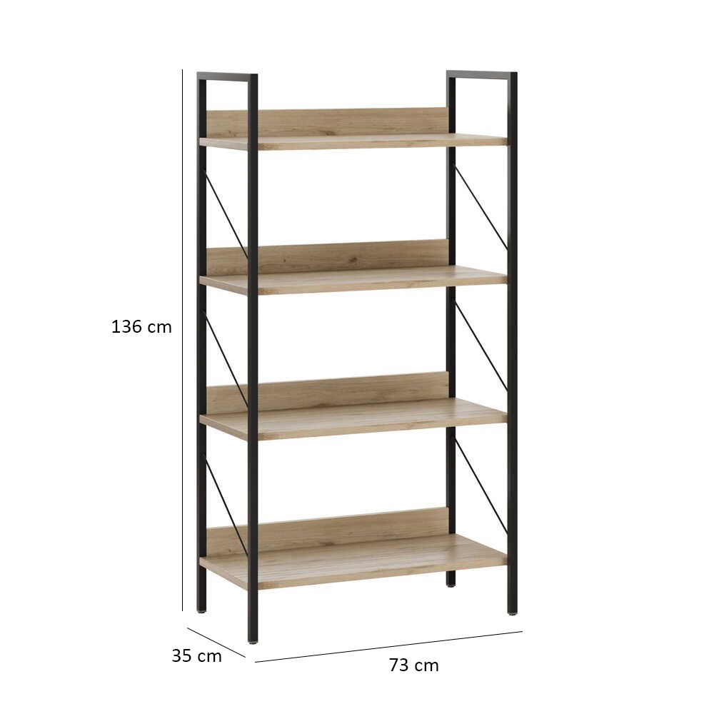 Estante de livros – 73 cm x 136 cm x 35 cm – Carvalho – Painéis de partículas revestidos a melamina