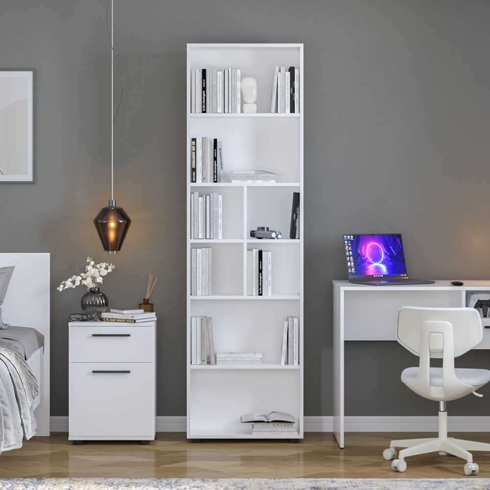 Estante de livros – 55 cm x 187 cm x 23 cm – Branca – MDF