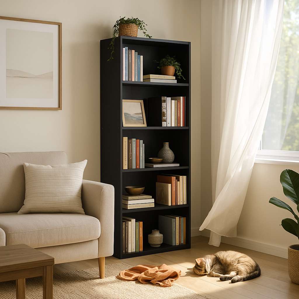 Estante de livros – 64cm x 182cm x 26cm – Antracite – Madeira Aglomerada