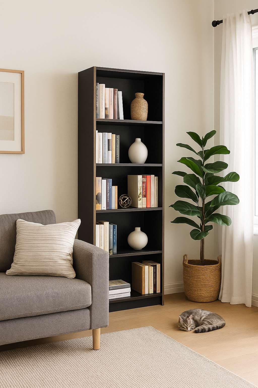 Estante de livros – 64cm x 182cm x 26cm – Antracite – Madeira Aglomerada