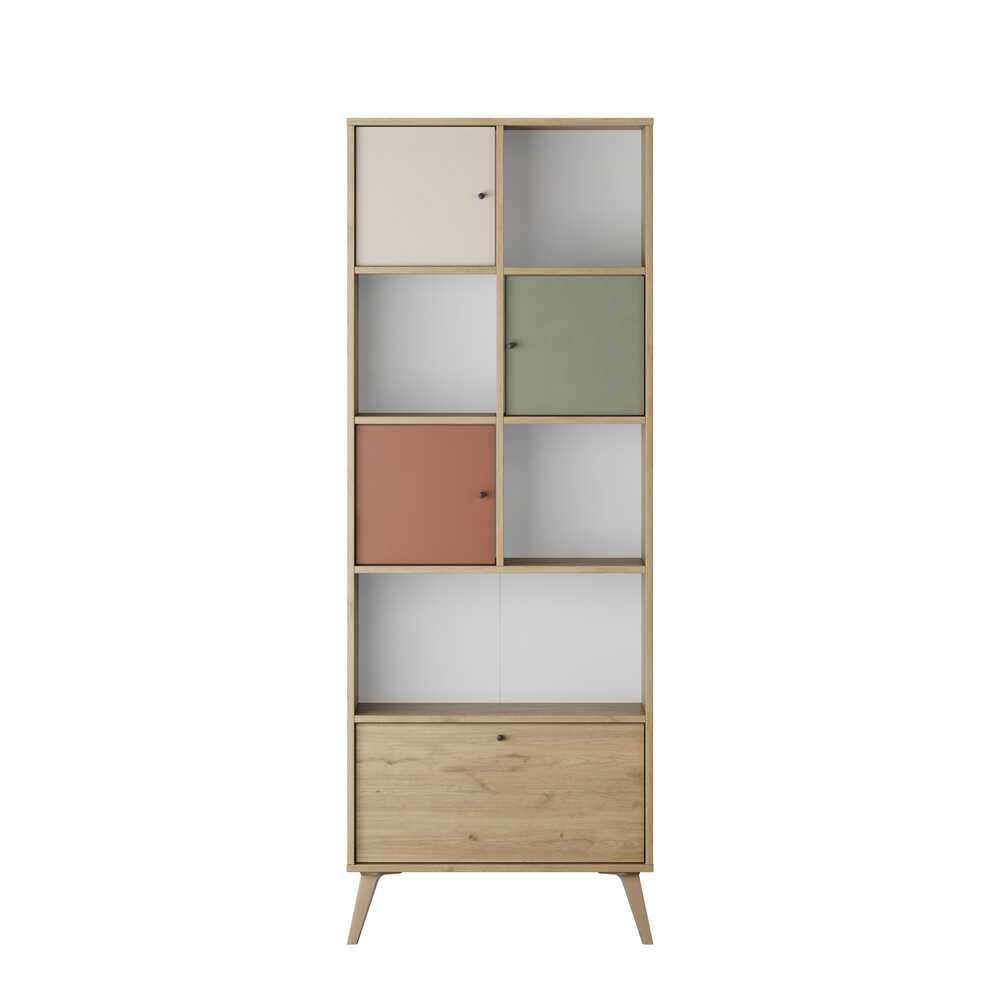 Estante de livros – 67 cm x 181 cm x 30 cm – Multicolorido – MDF revestido de melamina